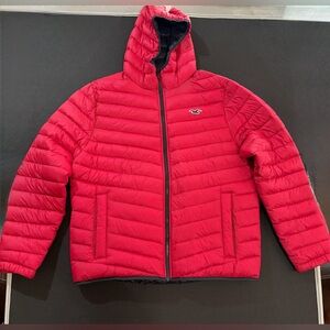 Hollister Vibrant Red Hooded Puffer Jacket